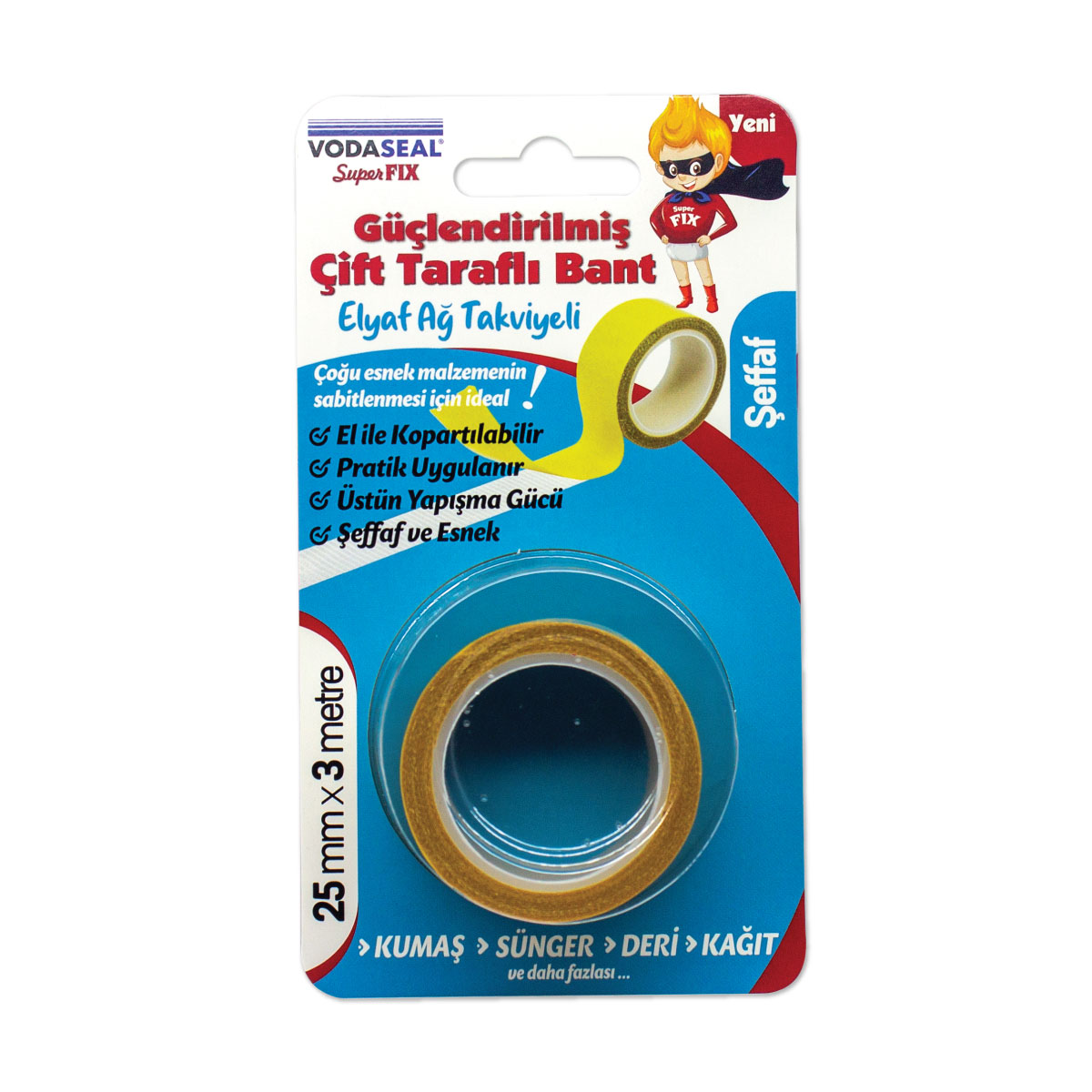 VODASEAL GCB25 GÜÇLENDIRILMIS ÇIFT TARAFLI BANT 25 MM*3M